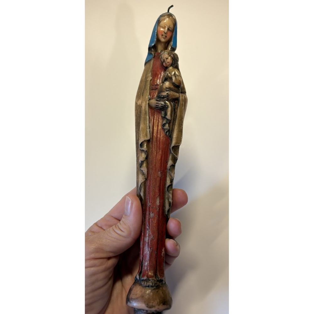 Rare! Vintage Mid Century Modern Virgin Mary Candlestick Catholic 12" Religious